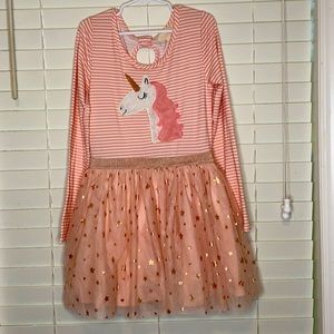 Btween Long Sleeve Unicorn Starry Tulle Dress